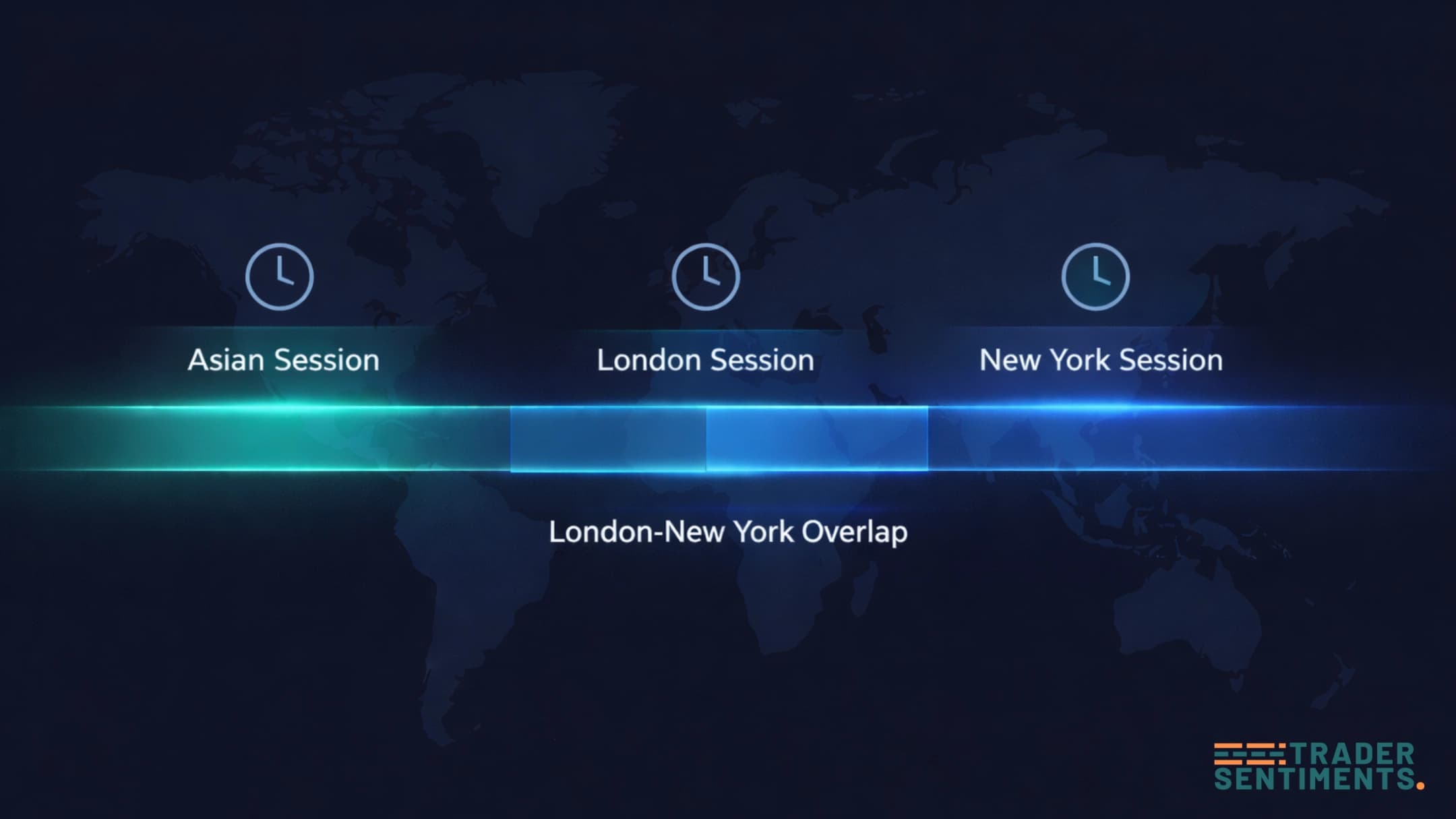 Forex trading sessions showing London and New York overlap